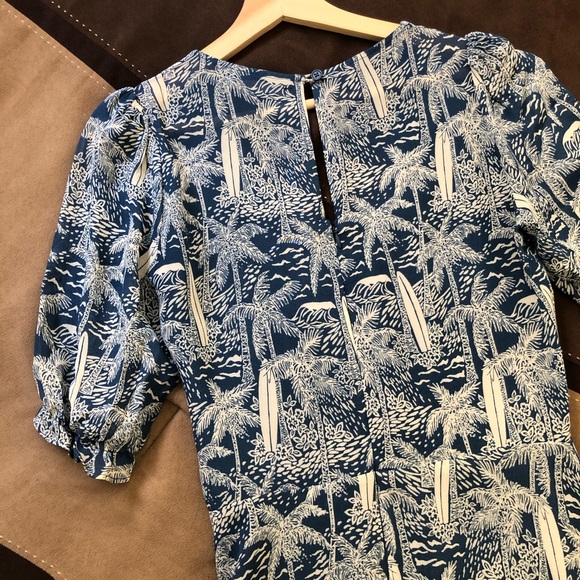 Reformation 4 Nantes Midi Dress Bali Blue Palm Print - Picture 14 of 15